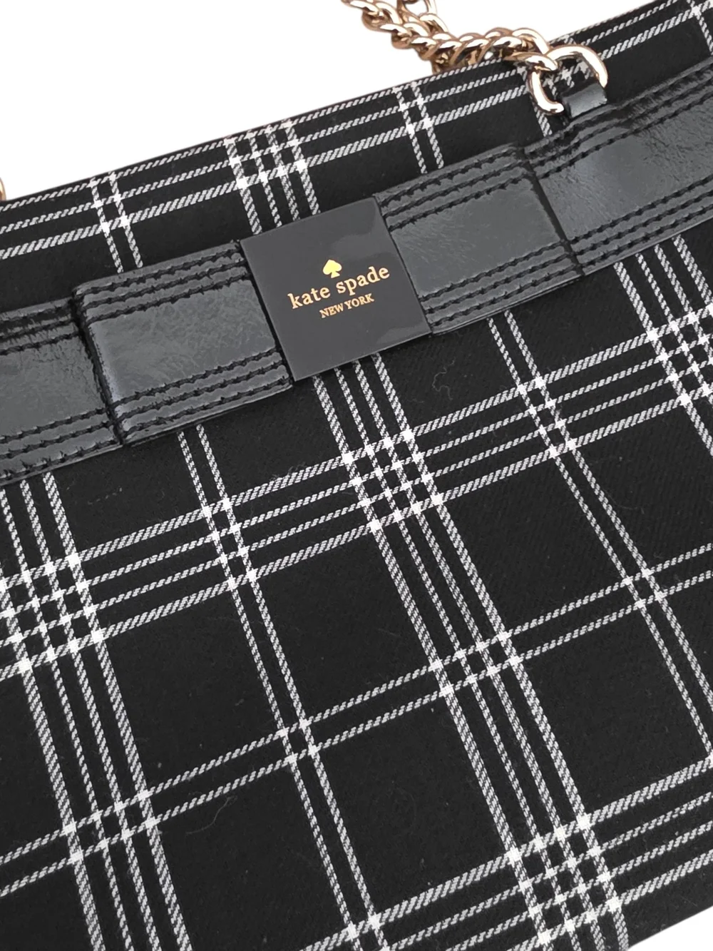 Kate Spade New York Primrose Hill Darcy Plaid Black White Shoulder Bag